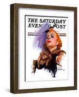 "Woman and Pekingese," Saturday Evening Post Cover, March 13, 1937-Tom Webb-Framed Giclee Print