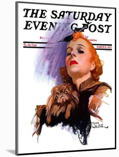 "Woman and Pekingese," Saturday Evening Post Cover, March 13, 1937-Tom Webb-Mounted Giclee Print
