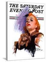 "Woman and Pekingese," Saturday Evening Post Cover, March 13, 1937-Tom Webb-Stretched Canvas