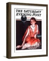 "Woman and Phonograph," Saturday Evening Post Cover, March 21, 1925-Pearl L. Hill-Framed Giclee Print