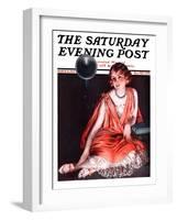 "Woman and Phonograph," Saturday Evening Post Cover, March 21, 1925-Pearl L. Hill-Framed Giclee Print