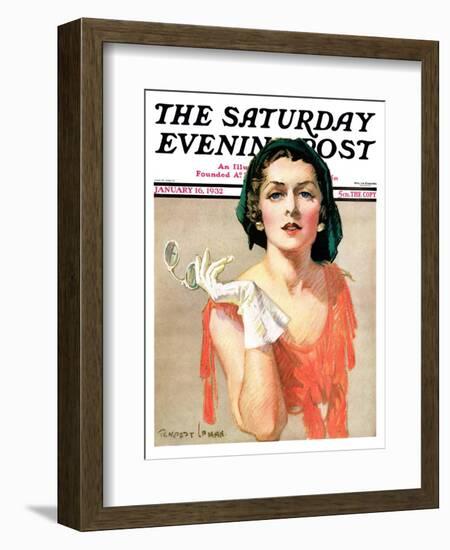 "Woman and Pince Nez," Saturday Evening Post Cover, January 16, 1932-Tempest Inman-Framed Giclee Print