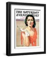 "Woman and Pince Nez," Saturday Evening Post Cover, January 16, 1932-Tempest Inman-Framed Giclee Print