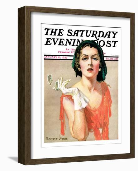 "Woman and Pince Nez," Saturday Evening Post Cover, January 16, 1932-Tempest Inman-Framed Giclee Print