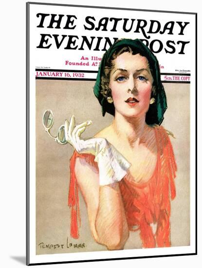 "Woman and Pince Nez," Saturday Evening Post Cover, January 16, 1932-Tempest Inman-Mounted Giclee Print