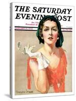 "Woman and Pince Nez," Saturday Evening Post Cover, January 16, 1932-Tempest Inman-Stretched Canvas