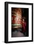 Woman and prayer wheel, Bodhnath Stupa, Kathmandu, Nepal-Godong-Framed Photographic Print