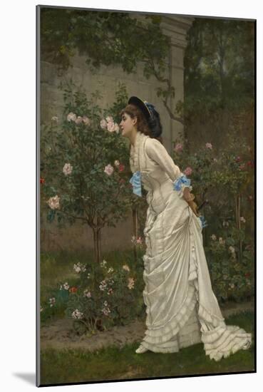 Woman and Roses, 1879 (Oil on Canvas)-Auguste Toulmouche-Mounted Giclee Print