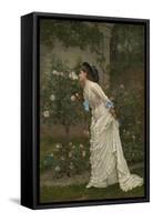 Woman and Roses, 1879 (Oil on Canvas)-Auguste Toulmouche-Framed Stretched Canvas