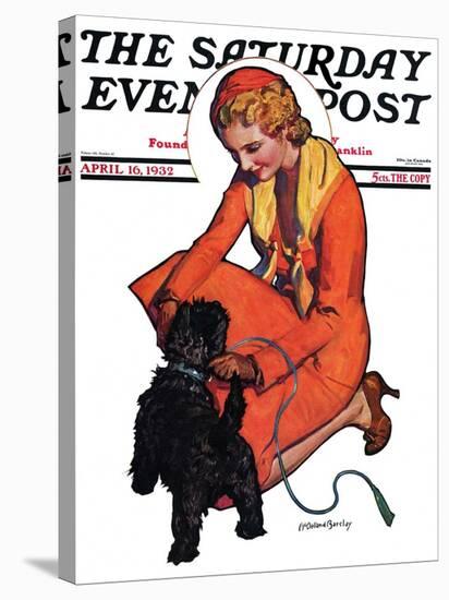 "Woman and Scottie," Saturday Evening Post Cover, April 16, 1932-McClelland Barclay-Stretched Canvas