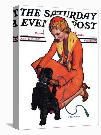"Woman and Scottie," Saturday Evening Post Cover, April 16, 1932-McClelland Barclay-Stretched Canvas