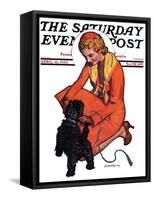 "Woman and Scottie," Saturday Evening Post Cover, April 16, 1932-McClelland Barclay-Framed Stretched Canvas