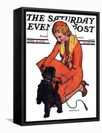 "Woman and Scottie," Saturday Evening Post Cover, April 16, 1932-McClelland Barclay-Framed Stretched Canvas