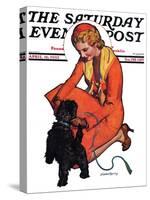 "Woman and Scottie," Saturday Evening Post Cover, April 16, 1932-McClelland Barclay-Stretched Canvas