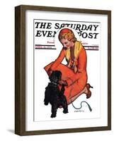 "Woman and Scottie," Saturday Evening Post Cover, April 16, 1932-McClelland Barclay-Framed Giclee Print