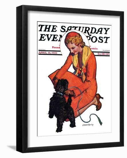 "Woman and Scottie," Saturday Evening Post Cover, April 16, 1932-McClelland Barclay-Framed Giclee Print