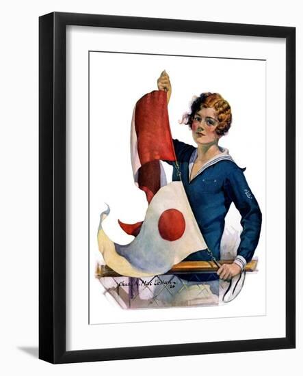 "Woman and Signal Flags,"August 21, 1926-Charles A. MacLellan-Framed Giclee Print