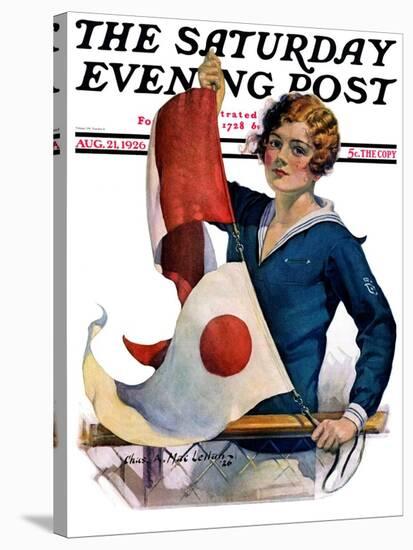 "Woman and Signal Flags," Saturday Evening Post Cover, August 21, 1926-Charles A. MacLellan-Stretched Canvas