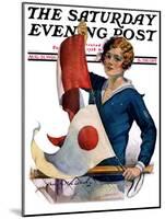 "Woman and Signal Flags," Saturday Evening Post Cover, August 21, 1926-Charles A. MacLellan-Mounted Giclee Print