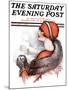 "Woman and Snowball," Saturday Evening Post Cover, January 17, 1925-James Calvert Smith-Mounted Giclee Print