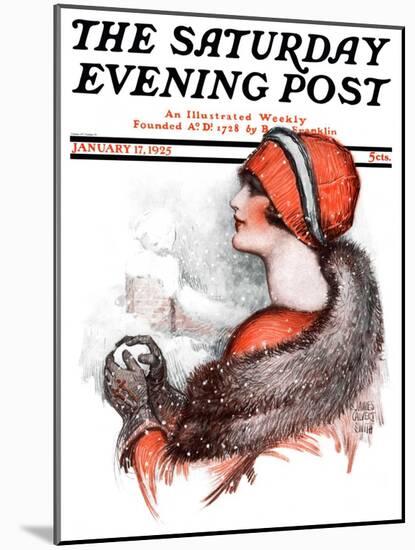 "Woman and Snowball," Saturday Evening Post Cover, January 17, 1925-James Calvert Smith-Mounted Giclee Print