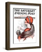 "Woman and Snowball," Saturday Evening Post Cover, January 17, 1925-James Calvert Smith-Framed Giclee Print