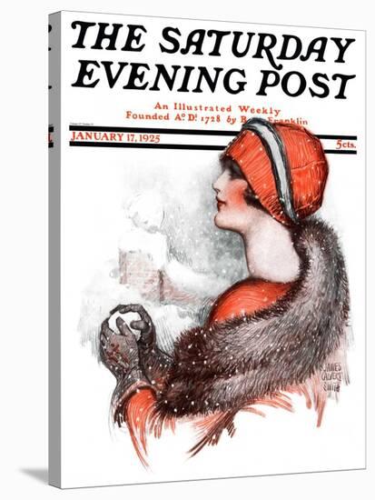 "Woman and Snowball," Saturday Evening Post Cover, January 17, 1925-James Calvert Smith-Stretched Canvas