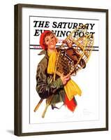 "Woman and Snowshoes," Saturday Evening Post Cover, February 8, 1936-Henrietta McCaig Starret-Framed Giclee Print