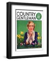 "Woman and Spring Flower," Country Gentleman Cover, April 1, 1934-null-Framed Giclee Print