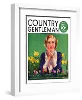 "Woman and Spring Flower," Country Gentleman Cover, April 1, 1934-null-Framed Giclee Print