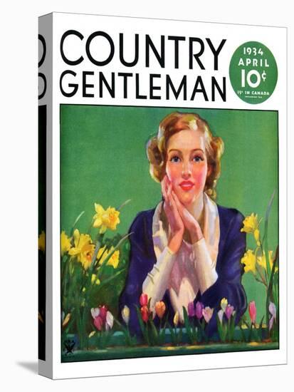 "Woman and Spring Flower," Country Gentleman Cover, April 1, 1934-null-Stretched Canvas
