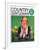 "Woman and Spring Flower," Country Gentleman Cover, April 1, 1934-null-Framed Giclee Print