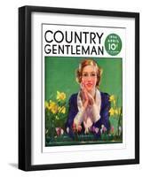 "Woman and Spring Flower," Country Gentleman Cover, April 1, 1934-null-Framed Giclee Print