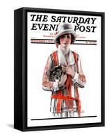 "Woman and Trophy," Saturday Evening Post Cover, September 1, 1923-Pearl L. Hill-Framed Stretched Canvas