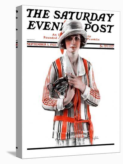 "Woman and Trophy," Saturday Evening Post Cover, September 1, 1923-Pearl L. Hill-Stretched Canvas
