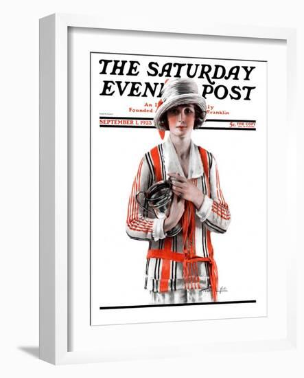 "Woman and Trophy," Saturday Evening Post Cover, September 1, 1923-Pearl L. Hill-Framed Giclee Print