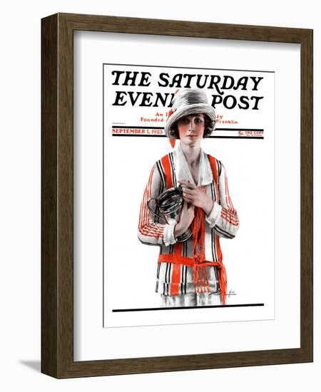 "Woman and Trophy," Saturday Evening Post Cover, September 1, 1923-Pearl L. Hill-Framed Giclee Print