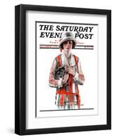 "Woman and Trophy," Saturday Evening Post Cover, September 1, 1923-Pearl L. Hill-Framed Giclee Print