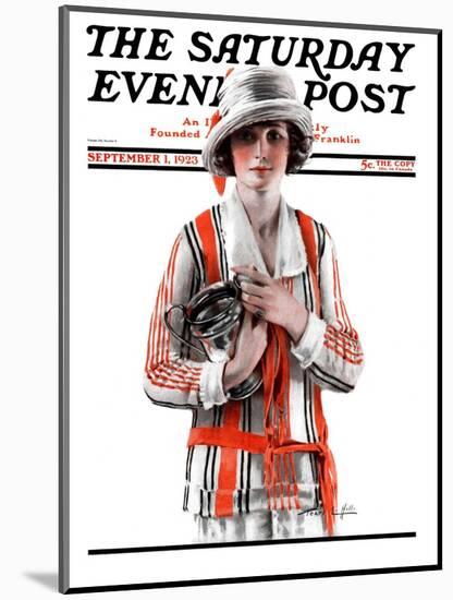 "Woman and Trophy," Saturday Evening Post Cover, September 1, 1923-Pearl L. Hill-Mounted Giclee Print