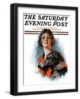 "Woman and Wolfhound," Saturday Evening Post Cover, October 17, 1925-William Haskell Coffin-Framed Giclee Print