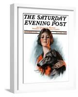 "Woman and Wolfhound," Saturday Evening Post Cover, October 17, 1925-William Haskell Coffin-Framed Giclee Print