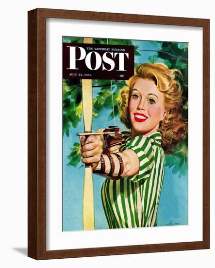 "Woman Archer," Saturday Evening Post Cover, July 22, 1944-Alex Ross-Framed Giclee Print