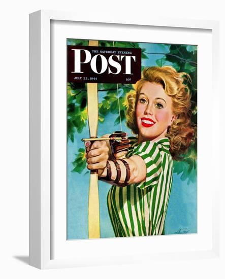 "Woman Archer," Saturday Evening Post Cover, July 22, 1944-Alex Ross-Framed Giclee Print