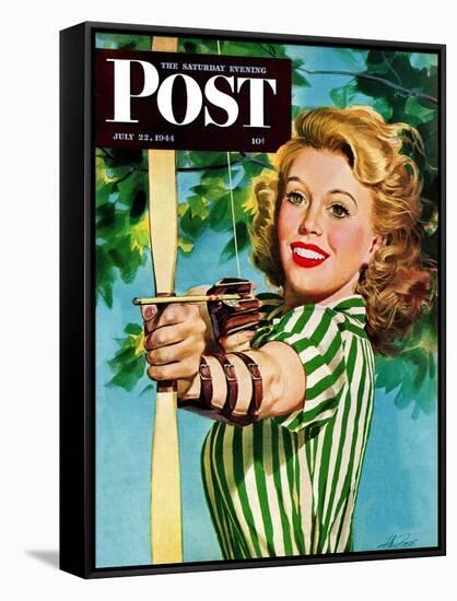 "Woman Archer," Saturday Evening Post Cover, July 22, 1944-Alex Ross-Framed Stretched Canvas