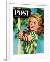 "Woman Archer," Saturday Evening Post Cover, July 22, 1944-Alex Ross-Framed Giclee Print