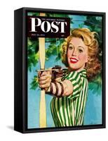 "Woman Archer," Saturday Evening Post Cover, July 22, 1944-Alex Ross-Framed Stretched Canvas