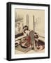 Woman Arranging Bonkei, 1820-1834-Katsushika Hokusai-Framed Giclee Print