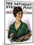"Woman Artist and Her Palette," Saturday Evening Post Cover, April 28, 1928-William Haskell Coffin-Mounted Giclee Print