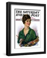 "Woman Artist and Her Palette," Saturday Evening Post Cover, April 28, 1928-William Haskell Coffin-Framed Giclee Print