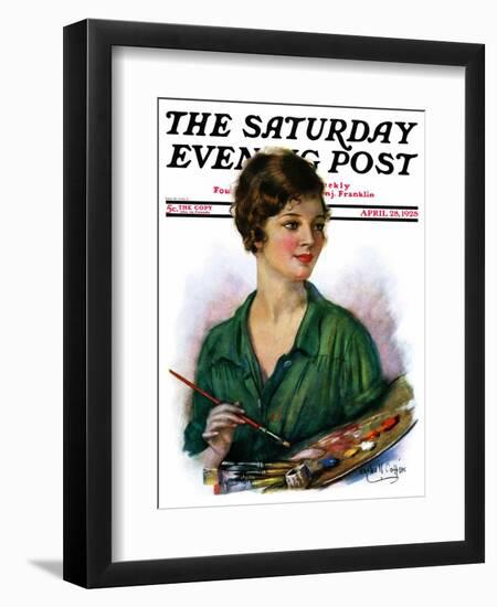 "Woman Artist and Her Palette," Saturday Evening Post Cover, April 28, 1928-William Haskell Coffin-Framed Giclee Print